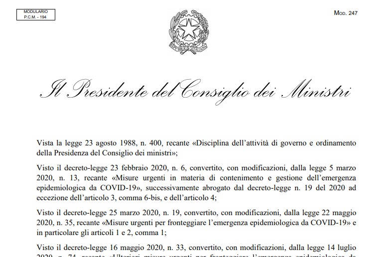 Dpcm del 7 settembre